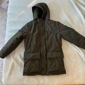 J Crew Men's Olive Hooded Down Parka Jacket
